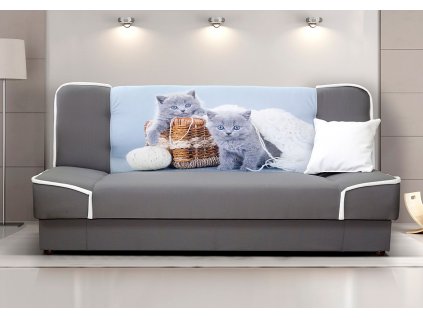 Pohovka Rallye šedá/kočky