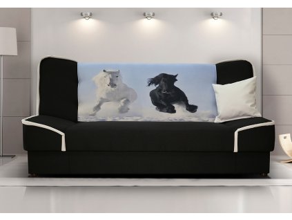 Pohovka Rallye černá/koně B