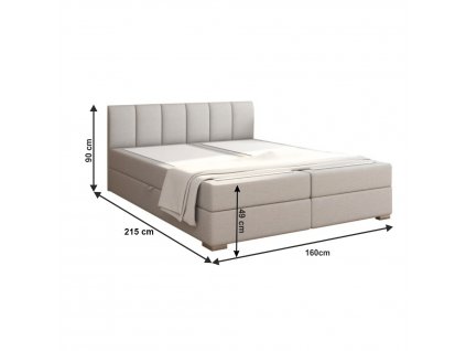 Boxpringová postel 160x200, světle šedá, RIANA KOMFORT