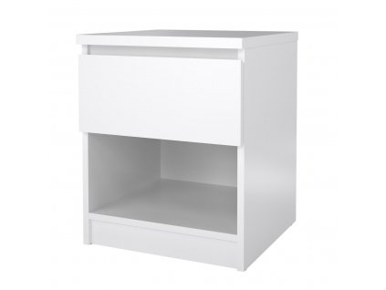 Bílý lesklý noční stolek Simplicity 238 s praktickou zásuvkou