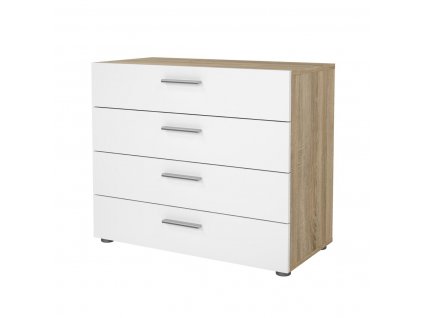 Moderní komoda Pedro 505, dub sonoma/bílý lesk, kompaktní rozměry