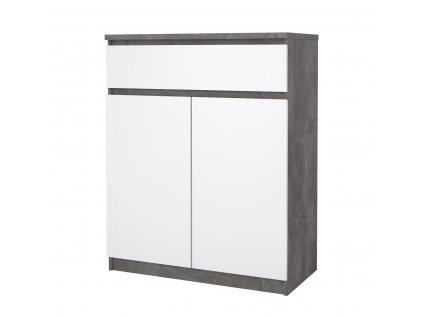Moderní komoda Simplicity 234 - beton/bílý lesk, 100,5x80,5 cm, FALCO