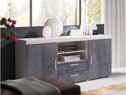 Odolná bílá/betonová komoda Samir R5 s úložným prostorem FALCO