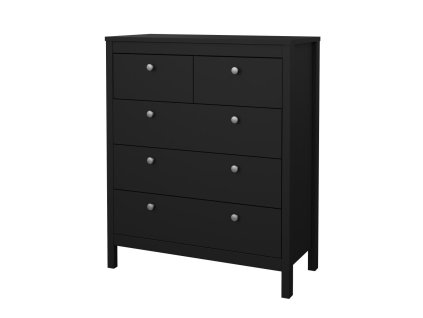 Černá komoda Real 5s s 5 zásuvkami, moderní laminát, 99x82x38 cm