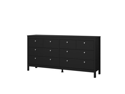 Černá komoda Real 8s s 8 zásuvkami, moderní design a ekologické materiály