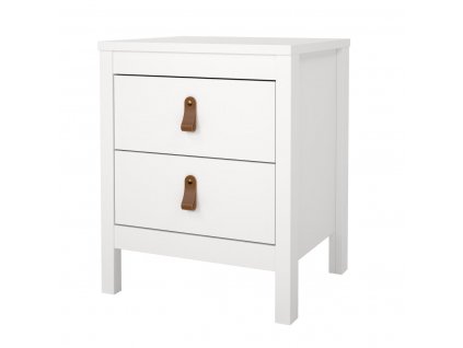 Bílý noční stolek Real s 2 zásuvkami, odolné lamino, moderní design