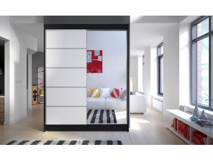 Skříň Camila III 150 černá/bílá