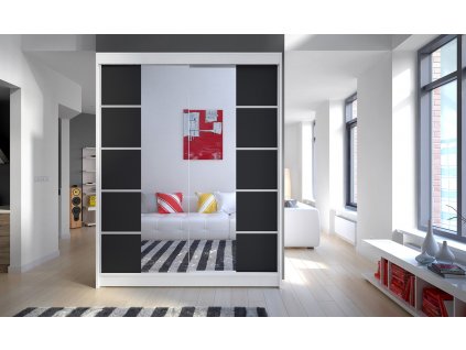 Skříň Camila V 150 bílá/černá