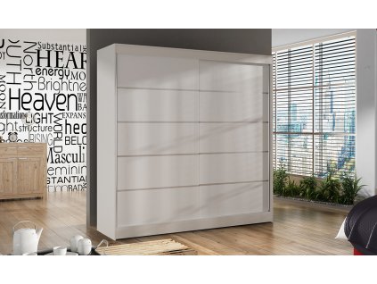 Bílá skříň Baja IV 200 cm s posuvnými dveřmi, FALCO, lamino