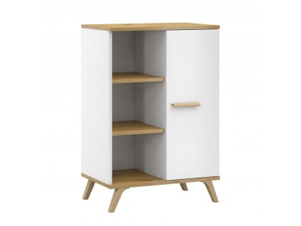 Malá bílá knihovna Roky 2 s dvířky a policemi, dub Artisan