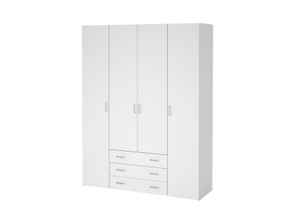 Bílá skříň Sid 4d3s FALCO s policemi a šatní tyčí, moderní design