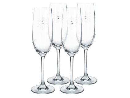 TEMPO-KONDELA SNOWFLAKE CHAMPAGNE, sklenice na šampaňské, set 4 ks, s krystaly, 230 ml