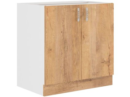 Kuchyňská skříňka Sally 80-D-2F-BB, bílá/dub lefkas, lamino 16mm
