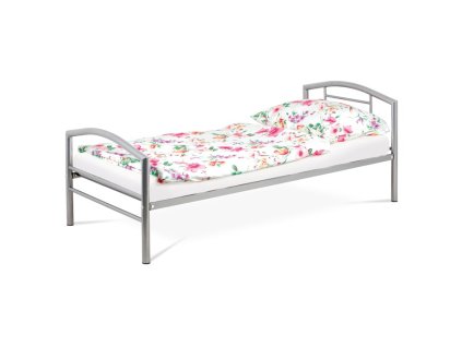 Jednolůžková postel 94x207cm, kov, stříbrná, BED-1900 SIL (Barva Stříbrná)