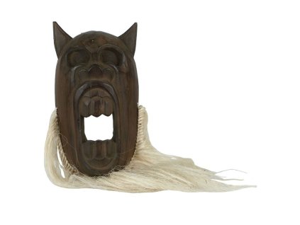 Dřevěná maska s vlasy - dekorativní dřevořezba (Barva Hnědá)