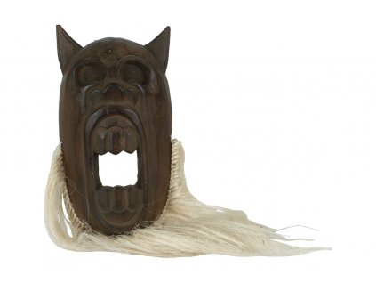 Dřevěná maska s vlasy