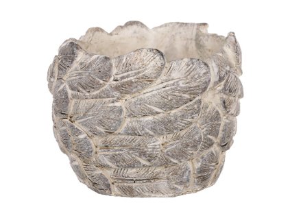 Obal na květiny - betonový, dekor peříček (Barva Hnědá)
