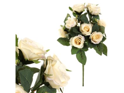 Růže - umělá kytice, barva smetanová (Barva Béžová)