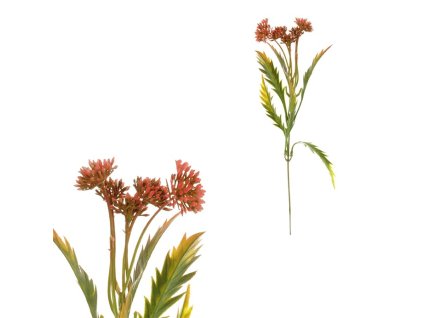 Zeleň - umělý trs, zápich, červené květy (Barva Červená)