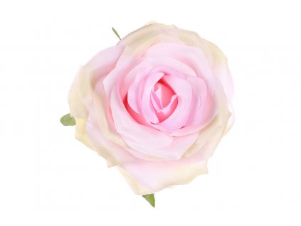 Růže, barva světle růžová, Květina umělá vazbová. Cena za balení 12 ks