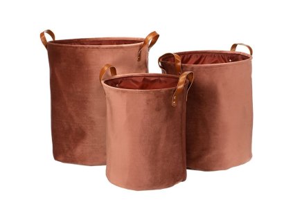 Koš prádelní - látkový, samet, červený, cena za sadu 3 ks (Barva Červená)