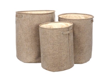 Koš na prádlo - polyester, hnědý, sada 3 ks (Barva Hnědá)