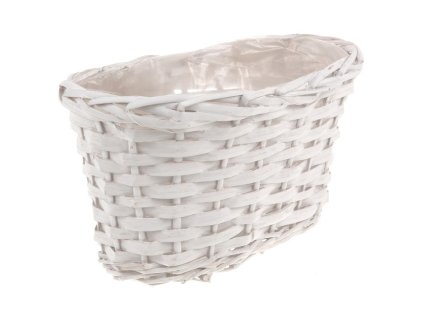 Truhlík oválný - obal dekorační proutěný s igelitem, barva bílá (Barva Bílá)