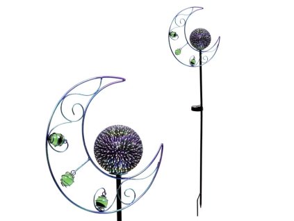 Měsíc s LED světlem (solar), kovová zahradní dekorace, zápich (Barva Vícebarevná)