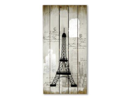 Obraz na dřevěném panelu - Eiffelova věž (Barva Šedá)