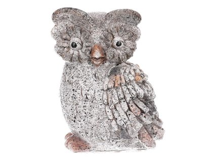 Sova - figurka z polyresinu, imitace kamene (Barva Šedá)