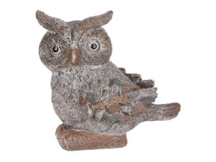 Sova - figurka z polyresinu, imitace kamene (Barva Šedá)