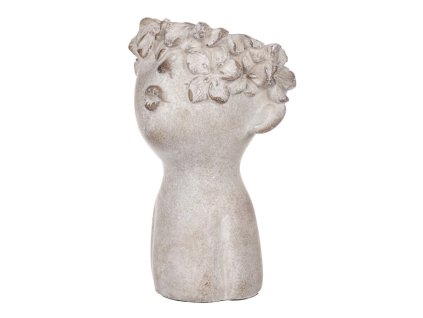 Obal na květiny - tvar hlavy, beton, šedý (Barva Šedá)