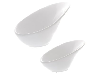 Váza keramická - tvar zaoblené mísy, bílá, sada 2 ks (Barva Bílá)