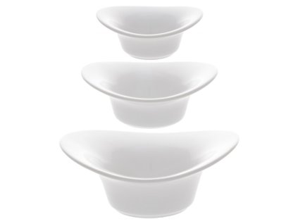 Váza keramická - tvar klobouku, bílá, sada 3 ks (Barva Bílá)