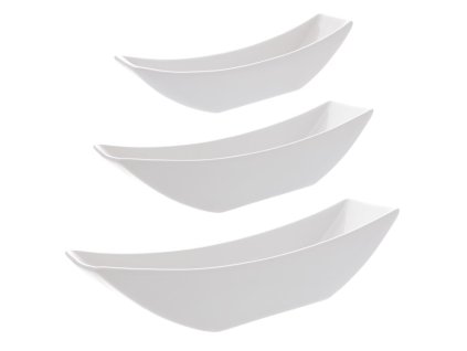 Váza keramická - tvar vaničky, bílá, sada 3 ks (Barva Bílá)