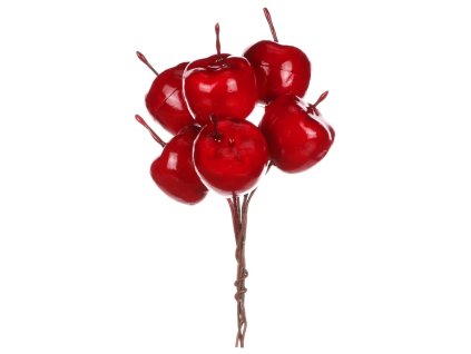 Jablíčka na drátku - červená, cena za balení (12 ks) (Barva Červená)