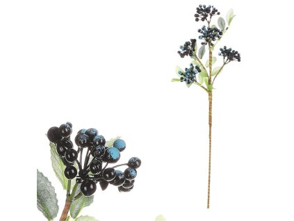 Jeřabiny - umělá větev, modré bobule (Barva Modrá)