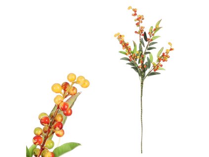 Jeřabiny - umělá větev, oranžové bobule (Barva Oranžová)