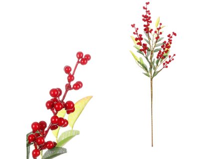 Jeřabiny - umělá větev, červené bobule (Barva Červená)