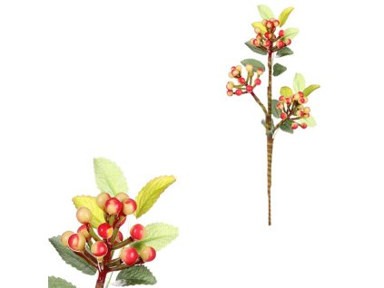 Jeřabiny - umělá větev, oranžovo-krémové bobule (Barva Vícebarevná)