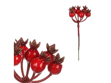 Šípek - umělý trs s plody, zápich, barva červená (Barva Červená)