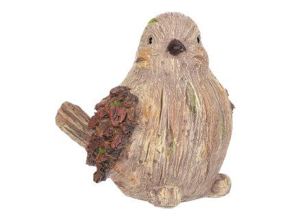Ptáček - dekorace z polyresinu, imitace dřeva (Barva Přírodní)