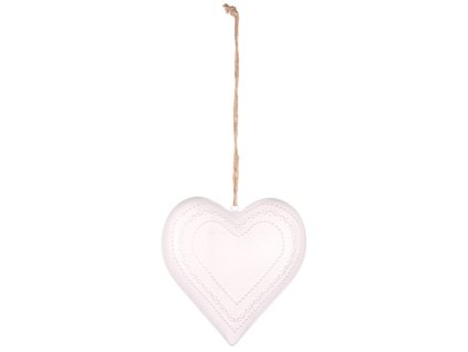 Srdce kovové - závěsná ozdoba, barva bílá (Barva Bílá)