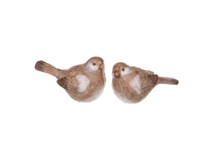 Ptáček - dekorace z polyresinu, mix 2 druhů, cena za 1 ks (Barva Hnědá)