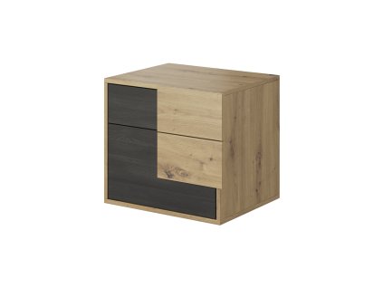 Noční stolek, černá borovice norská/ dub artisan, BAFRA