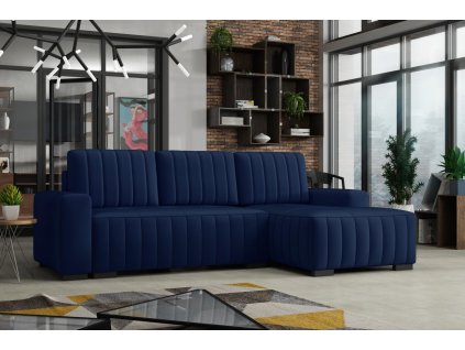 Rozkládací sedací souprava Hakim P s úložným prostorem, tmavě modrá