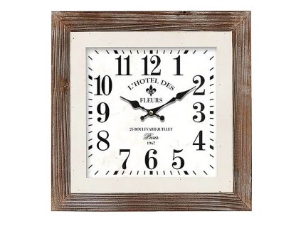 Hodiny nástěnné - čtvercové, 40 cm, dřevěný rám (Barva Bílá)