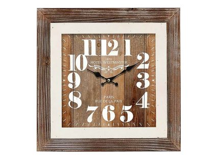 Hodiny nástěnné - čtvercové, 40 cm, dřevěný rám (Barva Hnědá)