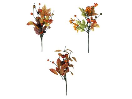 Trs umělý - barevné listí a plody, mix 3 druhů, cena za 1 ks (Barva Vícebarevná)