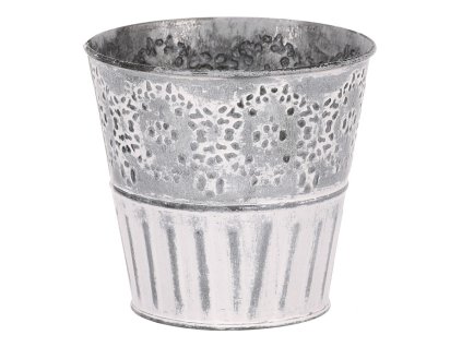 Obal kovový - kulatý, se zrníčky, šedo-bílý (Barva Šedá)